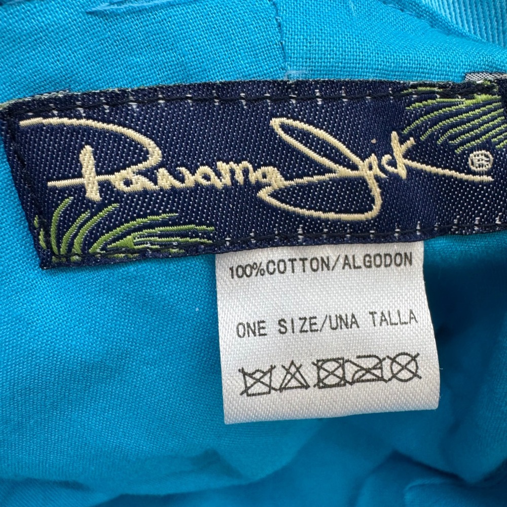 Panama Jack Women's Teal Cotton Bucket Sun Hat 3" Brim Sizing Tie Travel - Picture 6 of 8